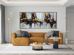 Autumn 3 - Abstract art category - leather sofa - wall decor - golden frame