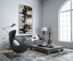 Autumn 3 - Abstract art category - living room wall side view - white frame