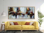 Autumn 3 - Abstract art category - yellow sofa - living room background - wooden frame