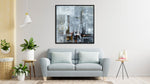 Blizzard - Abstract art category - Light Blue sofa background - black frame style
