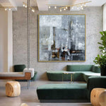 Blizzard - Abstract art category - Modern green sofa background - golden frame style