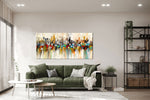 City of Joy - Cityscape art category - green sofa living room display - gallery wrap