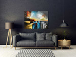 Colour Storm - Abstract art category - Charcoal sofa background - wooden frame style