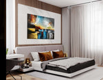 Colour Storm - Abstract art category - modern bedroom room side view display - gallery wrap style