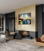 Colour Storm - Abstract art category - modern living room fireplace display - gallery wrap style