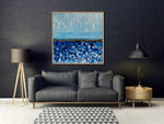 Cornflower Field - Abstract art category - Charcoal sofa background - wooden frame style