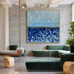 Cornflower Field - Abstract art category - Modern green sofa background - golden frame style