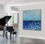 Cornflower Field - Abstract art category - Piano Side view display - Black frame style