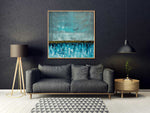 Cornflower Field 2 - Abstract art category - Charcoal sofa background - wooden frame style
