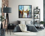 Dancing Colours 2 - Abstract art category - modern bedroom display - black frame