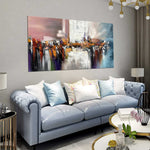 Dancing Colours 3 - Abstract art category - blue sofa living room background - gallery wrap style