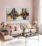 Dancing Duo - Abstract art category - modern living room pink wall display - gallery wrap style
