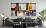 Dancing Together - Abstract art category - dark grey modern sofa living room background - black frame