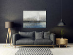 Foggy Day - Abstract art category - charcoal sofa living room background - gallery wrap frame style