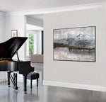 Gold River - Abstract art category - grand piano side wall - Black frame style