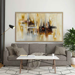 Harmony - Abstract art category - beige sofa - living room background - wooden frame