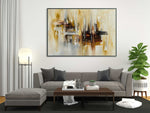 Harmony - Abstract art category - grey sofa - modern living room background - black frame