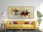 Harmony - Abstract art category - yellow sofa - living room background - wooden frame