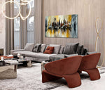 Hazy Downtown - Cityscape art category - grey sofa large wall display - gallery wrap style