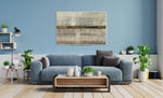 Hidden Treasure - Abstract art category - Blue sofa background - white frame style