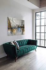Joy---Abstract-art-category---Green-sofa-side-view-display---gallery-wrap-style