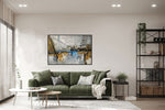 Joy---Abstract-art-category---green-sofa-living-room-display---black-frame-style