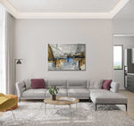 Joy---Abstract-art-category---grey-modern-sofa-living-room-background---white-silver-frame-style
