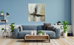 Moss Forest - Abstract art category - Blue sofa background - white frame style