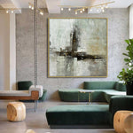 Moss Forest - Abstract art category - Modern green sofa background - golden frame style