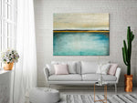 Oasis - Abstract art category - light grey sofa brick wall display - gallery wrap style