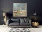 Quietness - Abstract art category - Charcoal sofa background - wooden frame style