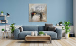 Revelation - Abstract art category - Blue sofa background - white frame style