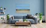 Sand Dunes - Abstract art category - Blue sofa background - white frame style