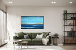 Sea Horizon - Seascape art category - green sofa living room display - black frame-style