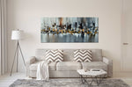 Skyscrapers at Night - Cityscape art category - living room sofa background - Gallery wrap style
