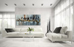 Skyscrapers at Night - Cityscape art category - living room white sofa background - Gallery wrap style