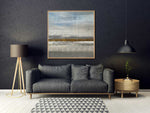 Spring Field - Abstract art category - Charcoal sofa background - wooden frame style