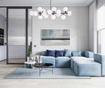 Stillness - Abstract art category - Blue sofa background - white frame style