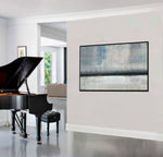 Stillness - Abstract art category - Grand piano side wall - Black frame style