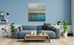 Summer Rain - Abstract art category - Blue sofa background - white frame style