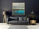 Summer Rain - Abstract art category - Charcoal sofa background - wooden frame style