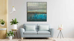 Summer Rain - Abstract art category - Light Blue sofa background - black frame style