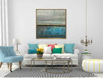 Summer Rain - Abstract art category - White sofa background - Golden frame style