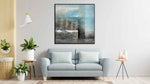 Underwater - Abstract art category - Light Blue sofa background - black frame style