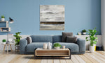 Winter Field - Abstract art category - Blue sofa background - white frame style