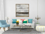 Winter Field - Abstract art category - White sofa background - Golden frame style